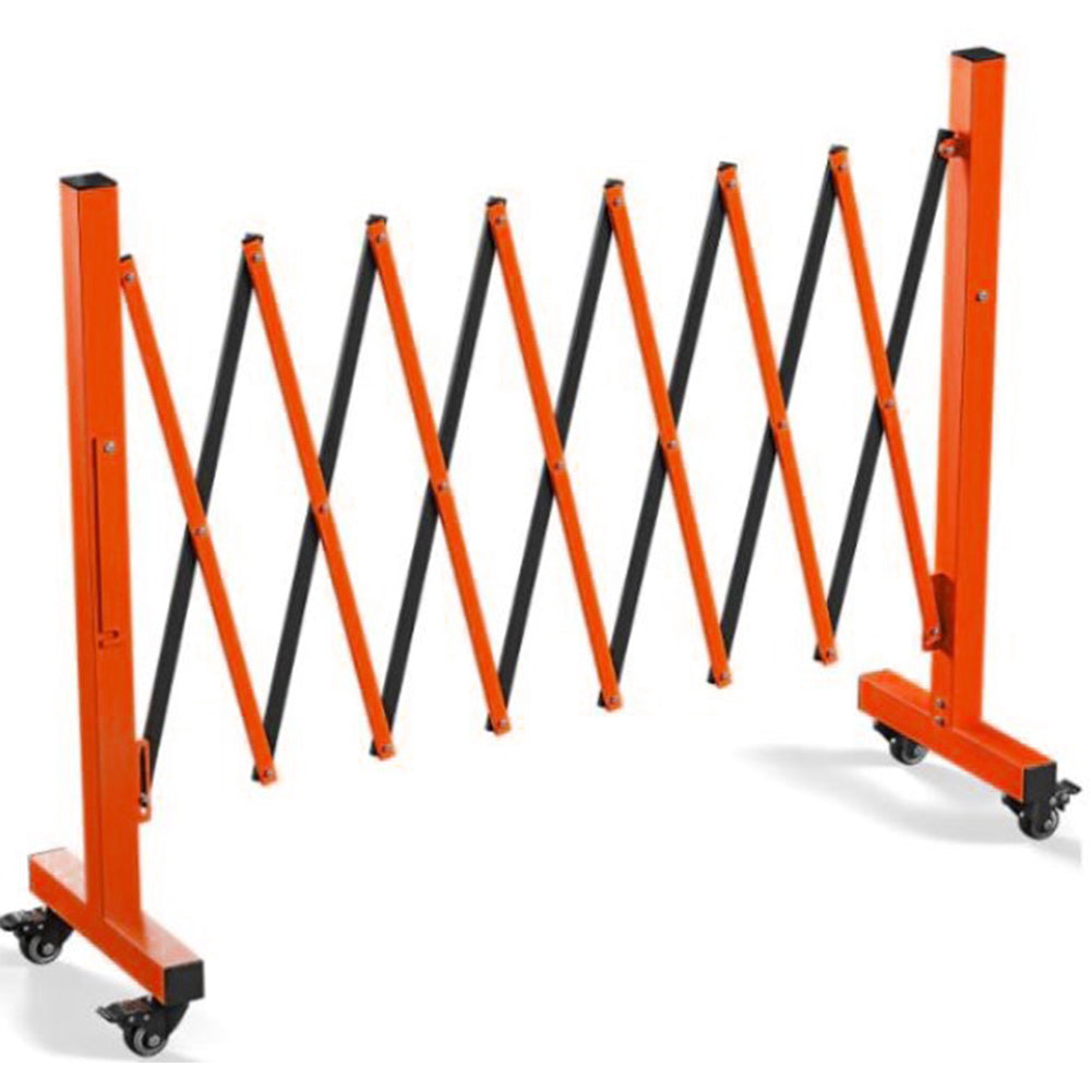 Garvee Metal Expandable Barricade, 11 Ft Folding Security Gate, High Strength Steel Expandable Barricade Gate Outdoor, Industrial Expandable Barricade Gate with Casters, Orange&Black