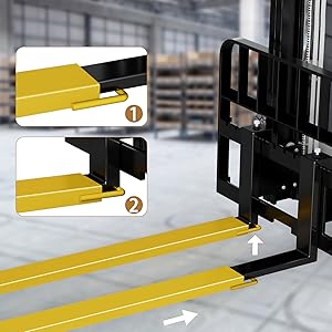 Garvee 5.5" Width Pallet Fork Extension, 4600 LBS Max Heavy Duty Steel Pallet Extensions for Forklift Truck - Yellow / 84x5.5 inch