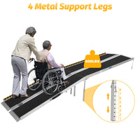 Garvee 9FT Portable Wheelchair Ramp Non-Slip Aluminum Folding Lightweight Sturdy Stainless Steel Hinges Home Doorways Steps Curbs