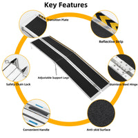Garvee 9FT Portable Wheelchair Ramp Non-Slip Aluminum Folding Lightweight Sturdy Stainless Steel Hinges Home Doorways Steps Curbs