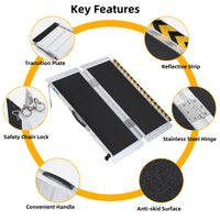 Garvee 4FT  Wheelchair Ramp for Home Use, Portable Aluminum Folding, 600lb Capacity, Anti-Slip Surface,Steps & Doorways Access