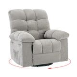 Garvee Rocking Recliner Chair, 360° Swivel Rocker Chair for Living Room, Upholstered Fabric Glider Nursery Chair with Side Pockets for Small Spaces, q235 Steel Frame Lazy Boy Recliner Single Sofa - Gray