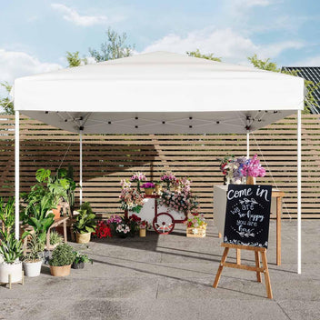 Garvee 10x10 ft Pop Up Canopy Tent - Height Adjustable Outdoor Pavilion - Portable Folding Gazebo, Easy Setup - Perfect for Parties, Garden, Camping, Beach & Outdoor Events - White
