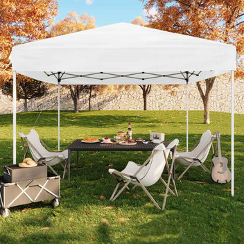 Garvee 10x10 ft Pop Up Canopy Tent - Height Adjustable Outdoor Pavilion - Portable Folding Gazebo, Easy Setup - Perfect for Parties, Garden, Camping, Beach & Outdoor Events - White
