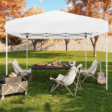 Garvee 10x10 ft Pop Up Canopy Tent - Height Adjustable Outdoor Pavilion - Portable Folding Gazebo with Carrying Bag, Easy Setup - Perfect for Parties, Garden, Camping, Beach & Outdoor Events - White
