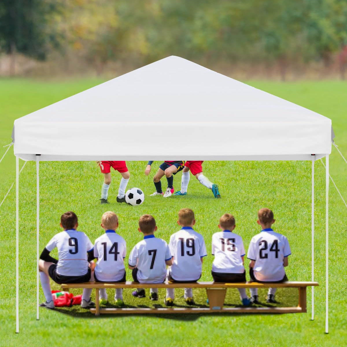 Garvee 10x10 ft Pop Up Canopy Tent - Height Adjustable Outdoor Pavilion - Portable Folding Gazebo with Carrying Bag, Easy Setup - Perfect for Parties, Garden, Camping, Beach & Outdoor Events - White