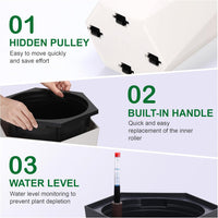 Garvee 22.4 Inch Tall Planters Set of 2 Large Flower Pot Outdoor and Indoor with 2 Trays and a Water Level Monitor and Wheels for Patio, Porch, Living Room, or Home Office, White