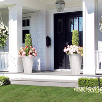 Garvee 22.4 Inch Tall Planters Set of 2 Large Flower Pot Outdoor and Indoor with 2 Trays and a Water Level Monitor and Wheels for Patio, Porch, Living Room, or Home Office, White