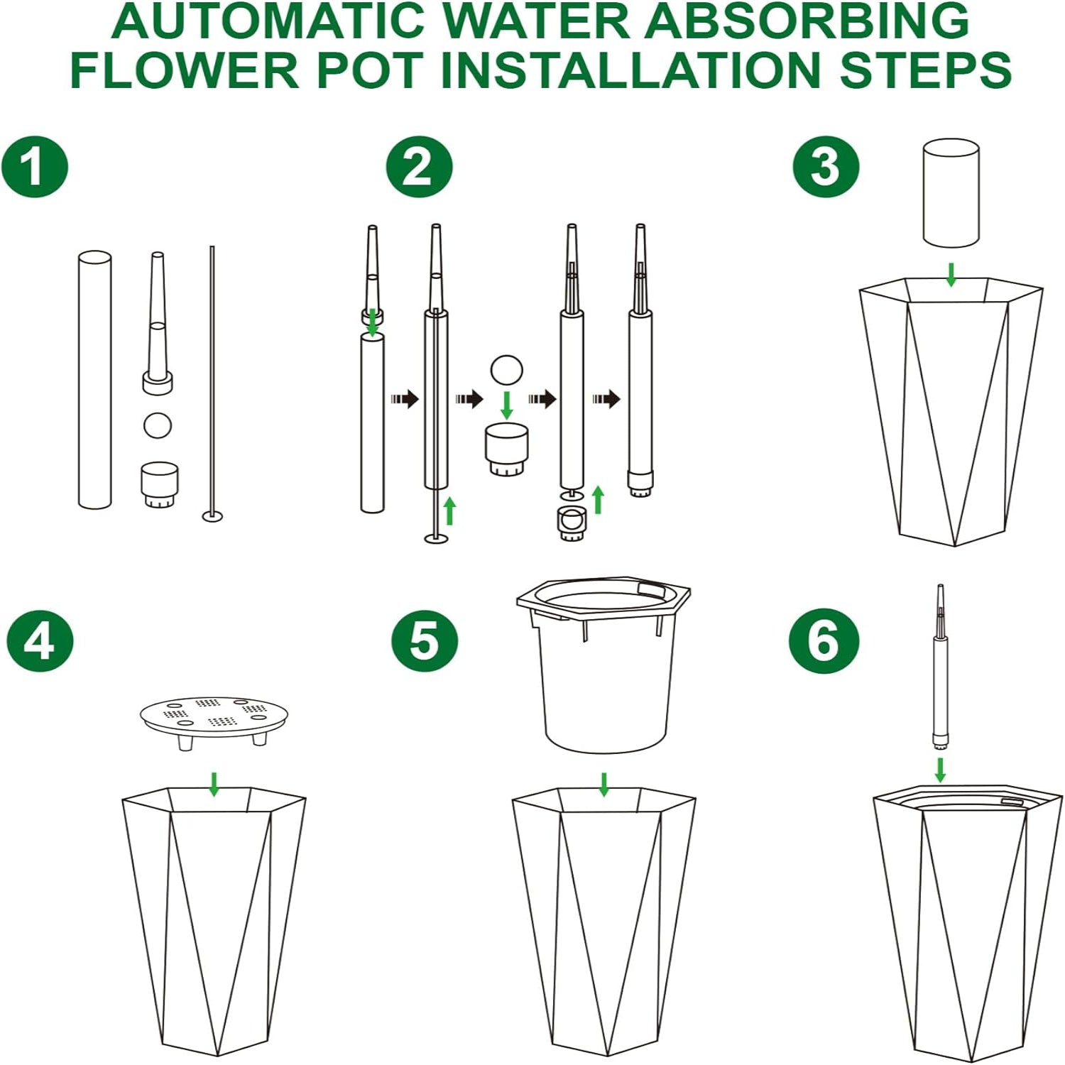 Garvee 22.4 Inch Tall Planters Set of 2 Large Flower Pot Outdoor and Indoor with 2 Trays and a Water Level Monitor and Wheels for Patio, Porch, Living Room, or Home Office, White