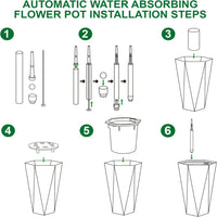 Garvee 22.4 Inch Tall Planters Set of 2 Large Flower Pot Outdoor and Indoor with 2 Trays and a Water Level Monitor and Wheels for Patio, Porch, Living Room, or Home Office, White