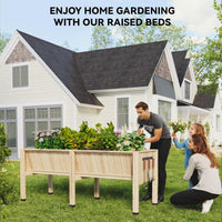 Garvee 72x26x31 in Wooden Raised Garden Bed with Legs & Hooks,13.7 in Planter Box, Non-Woven Liner, Outdoor Vegetable, Herb & Flower Planter