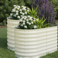 Garvee Galvanized Metal Raised Garden Bed Kit 8x2x2ft Oval Deep Root Planter Rust-Resistant Steel Open-Base Design Tool-Free Assembly Modern Beige Outdoor