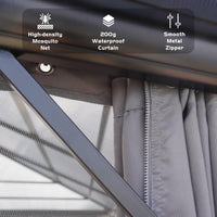 Garvee 10 x 12 FT Hardtop Gazebo Polycarbonate Double Roof Aluminum Alloy Frame Netting Curtains Gray Patio Backyard