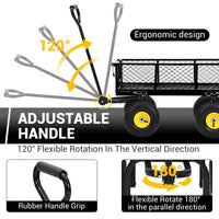 Garvee Heavy Duty Garden Cart 550LBS Metal Wagon with 10" Pneumatic Wheels & 180° Rotating Handle 1.2mm Steel Powder-Coated Removable Sides Farm Beach Outdoor