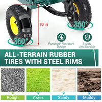 Garvee Heavy Duty Steel Garden Cart 550 LBS Load 3-in-1 Design 10" Pneumatic Tires 180° Rotating Handle Removable Sides for Farm Yard