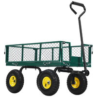 Garvee Heavy Duty Steel Garden Cart 550 LBS Load 3-in-1 Design 10" Pneumatic Tires 180° Rotating Handle Removable Sides for Farm Yard