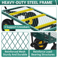Garvee Heavy Duty Steel Garden Cart 550 LBS Load 3-in-1 Design 10" Pneumatic Tires 180° Rotating Handle Removable Sides for Farm Yard