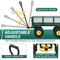 Garvee Heavy Duty Steel Garden Cart 550 LBS Load 3-in-1 Design 10" Pneumatic Tires 180° Rotating Handle Removable Sides for Farm Yard