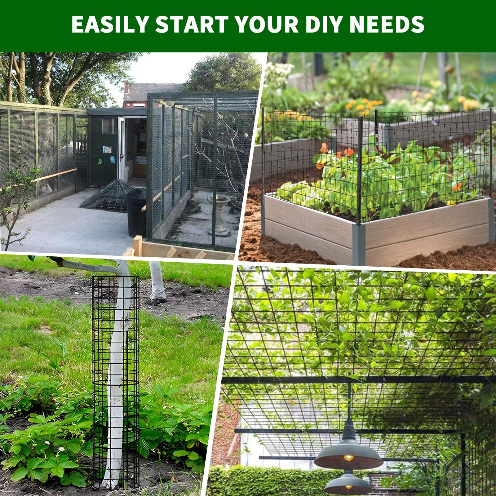 Garvee Hardware Cloth 1/2 Inch Mesh 19 Gauge Galvanized Steel Durable Black Vinyl Coated Garden Poultry Fence 72 Inx100 Ft with Gloves & Ties