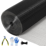 Garvee Hardware Cloth 1/2 Inch Mesh 19 Gauge Galvanized Steel Durable Black Vinyl Coated Garden Poultry Fence 72 Inx100 Ft with Gloves & Ties - Black
