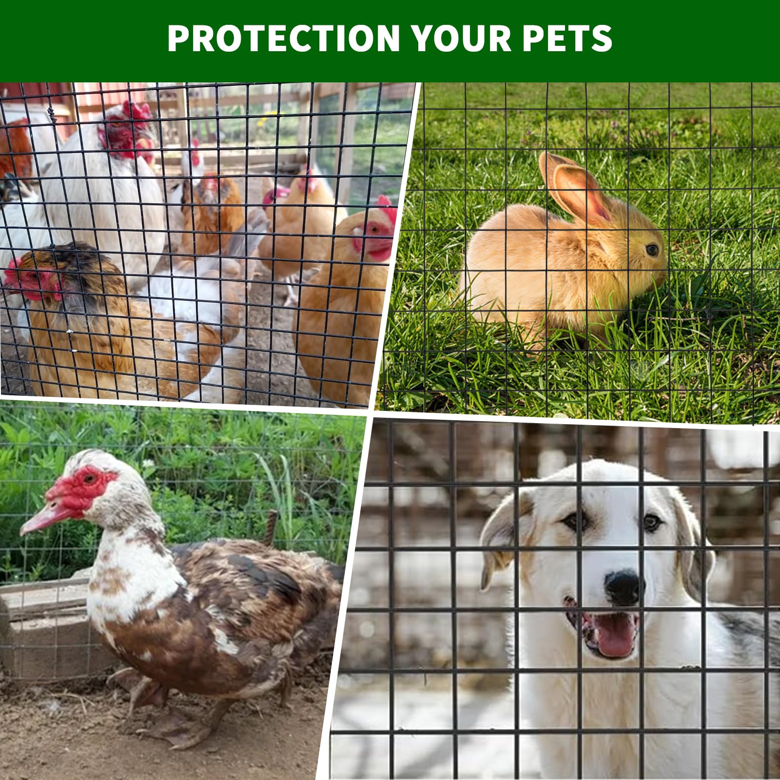 Garvee Hardware Cloth 1/2 Inch Mesh 19 Gauge Galvanized Steel Durable Black Vinyl Coated Garden Poultry Fence 72 Inx100 Ft with Gloves & Ties