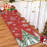Garvee Christmas 2x6 Area Rug, Red Snowflake Christmas Tree Rugs for Living Room Washable, Bedroom Throw Rugs Non Slip, Soft Low Pile Floor Carpet for Kitchen Dining Room Christmas Decorations - Red