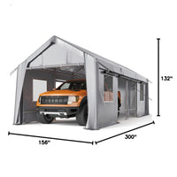 Garvee Heavy-Duty Carport Canopy 13'x25'x11' Windproof UV-Resistant Steel Frame Roll-Up Sidewalls Ventilated Windows Outdoor Vehicle Storage