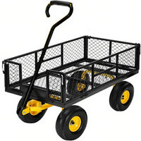 Garvee Garden Wagon 900 Lbs Load Capacity Heavy-Duty Steel 10-Inch All-Terrain Tires Removable Mesh Panels 180° Rotating Handle Outdoor Use
