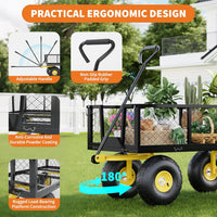 Garvee Garden Wagon 1200 Lbs Load Capacity Heavy-Duty Steel 10-Inch All-Terrain Tires Removable Mesh Panels 180° Rotating Handle Outdoor Use