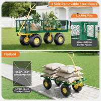 Garvee Garden Wagon 1200 Lbs Load Capacity Heavy-Duty Steel 10-Inch All-Terrain Tires Removable Mesh Panels 180° Rotating Handle Outdoor Use