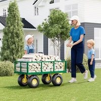 Garvee 1400 Lbs Garden Wagon Heavy-Duty Steel Cart with 10" All-Terrain Tires, Removable Mesh Panels, 180° Rotating Handle for Outdoor Gardens