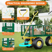 Garvee Garden Wagon 1200 Lbs Load Capacity Heavy-Duty Steel 10-Inch All-Terrain Tires Removable Mesh Panels 180° Rotating Handle Outdoor Use