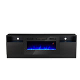 Garvee 70" TV Stand with 36" Electric Fireplace, Modern Wood Texture Entertainment Center with Highlight Storage Cabinets, 12 Flame Colors, for Living Room