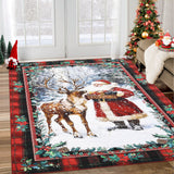 Garvee Christmas Kitchen Rugs and Mats Santa Claus Elk Non Slip Rugs Christmas Floor Mats for Kitchen Home Hallway Holiday Decor Red 6*9Ft - Santa Claus Elk|Red