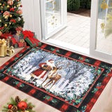 Garvee Christmas 2x3 Kitchen Rugs and Mats Santa Claus Elk Non Slip Rugs Christmas Floor Mats for Kitchen Home Hallway Holiday Decor - Santa Claus Elk|Red