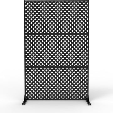 Garvee Metal Privacy Screen, Galvanized Steel Privacy Fence Panel with Stand, Decorative Room Divider for Patio, Deck, Balcony, Garden, Indoor/Outdoor Use