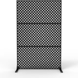 Garvee Metal Privacy Screen, Galvanized Steel Privacy Fence Panel with Stand, Decorative Room Divider for Patio, Deck, Balcony, Garden, Indoor/Outdoor Use