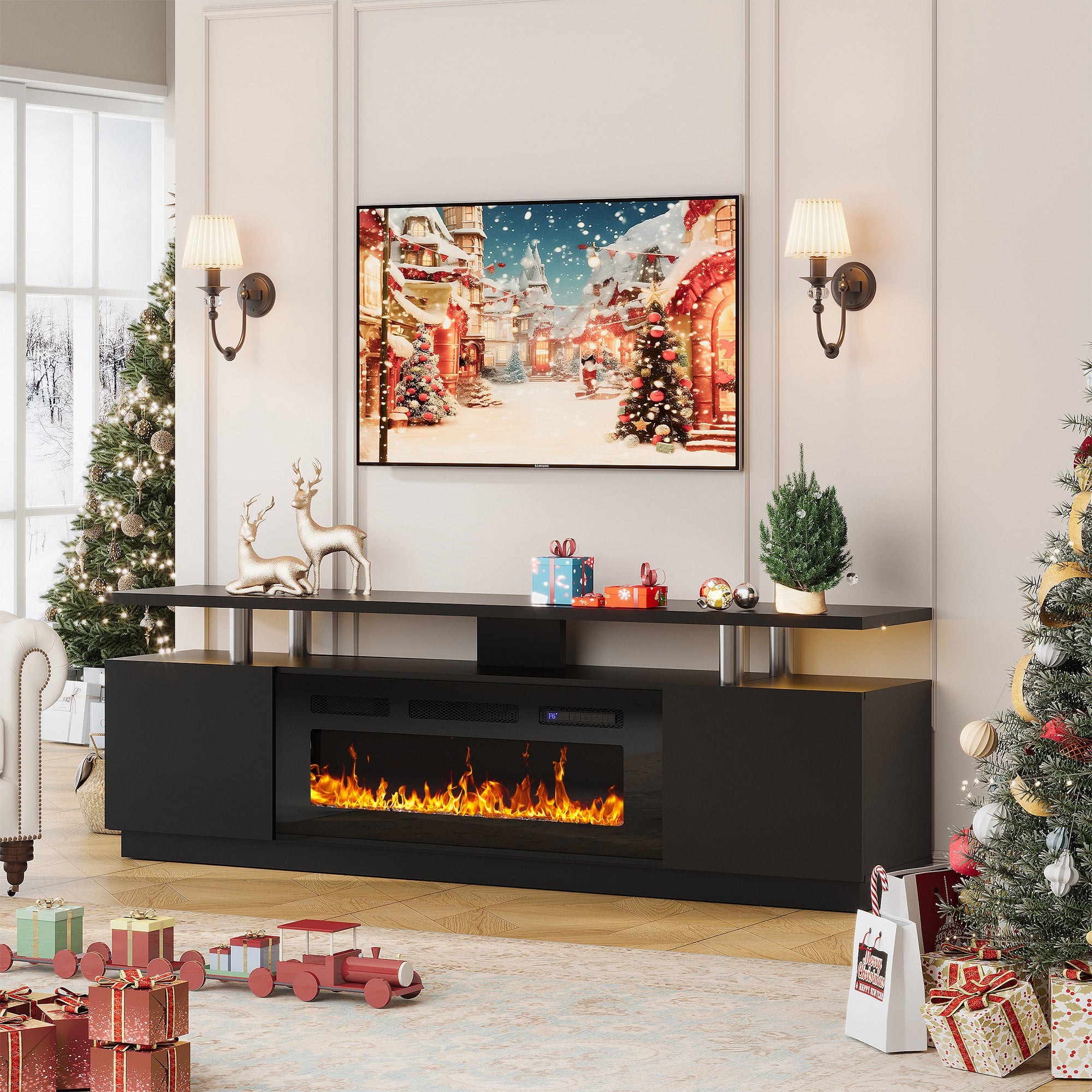 Garvee Fireplace TV Stand for 80 Inch TV with 36 Inch Electric