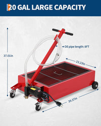 Garvee 20 Gallon Oil Drain Pan with 110V Electric Pump, 8FT Hose, Folding Handle, Carbon Steel, Wheels, for Cars, SUVs, Trucks, Buses, RVs