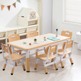 Garvee Kids 7 in 1 Table & Chairs Set in Ergonomic Design, Height Adjustable, Max 300lbs for Home & Classroom Use, Natural - Natural