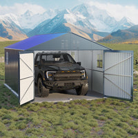 Garvee All-Weather Metal Carport 12x20 FT - Reinforced Frame & Steel Roof - Permanent Outdoor Garage Outdoor Storage for Pickup Trucks, Bass Boats, Tractors - Durable Storage Shelter, Carport, Car Outdoor Storage