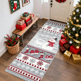 Garvee Washable Runner Rug 2x8 Christmas Runner for Hallway Non Slip Holiday Accent Rug, Xmas Santa Snowflake Printed Bedside Mat, Low Pile Non Shedding Kitchen Carpet for Laundry, Grey - Gray