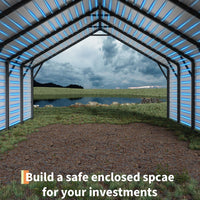 Garvee 20'x20'x13' Enclosed Metal Carport for 2 Cars, Heavy Duty Steel Frame for All Weather, Permanent Shelter for Boats, Full-Sized Pickup Trucks, and Tractors, N.W. 1,000 Lbs