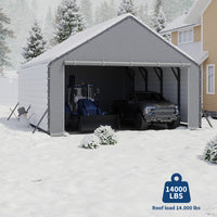 Garvee 20'x20'x13' Enclosed Metal Carport for 2 Cars, Heavy Duty Steel Frame for All Weather, Permanent Shelter for Boats, Full-Sized Pickup Trucks, and Tractors, N.W. 1,000 Lbs