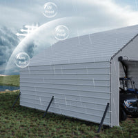 Garvee 20'x20'x13' Enclosed Metal Carport for 2 Cars, Heavy Duty Steel Frame for All Weather, Permanent Shelter for Boats, Full-Sized Pickup Trucks, and Tractors, N.W. 1,000 Lbs