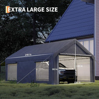 Garvee 13x20 Ft Carport with 220g PE Tarp, Roll-Up Doors, Galvanized Steel Frame, Sandbags, Windows, for Pickups & SUVs Outdoor Events