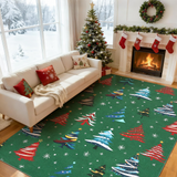 Garvee Christmas Tree Green 9x12 Area Rug, Washable, Non-Slip, Decorative Floor Carpet for Bedroom, Living Room - Green