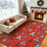 Garvee Christmas Tree 9x12 Area Rug, Washable, Non-Slip, Decorative Floor Carpet for Bedroom, Living Room - Red