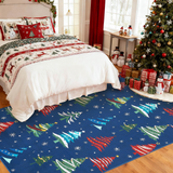 Garvee Christmas Tree Area Rug, Washable, Non-Slip, Decorative Floor Carpet for Bedroom, Living Room - Christmas Trees|Blue
