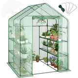 Garvee 57 x 57 x 76 inches Walk-in Greenhouse with A Roll-Up Zipper Door and 6 Windows, Garden Plant Hot House with Galvanized Steel Frame, Green PE Cover Warm House for Outdoors Vegetables Plants - Green